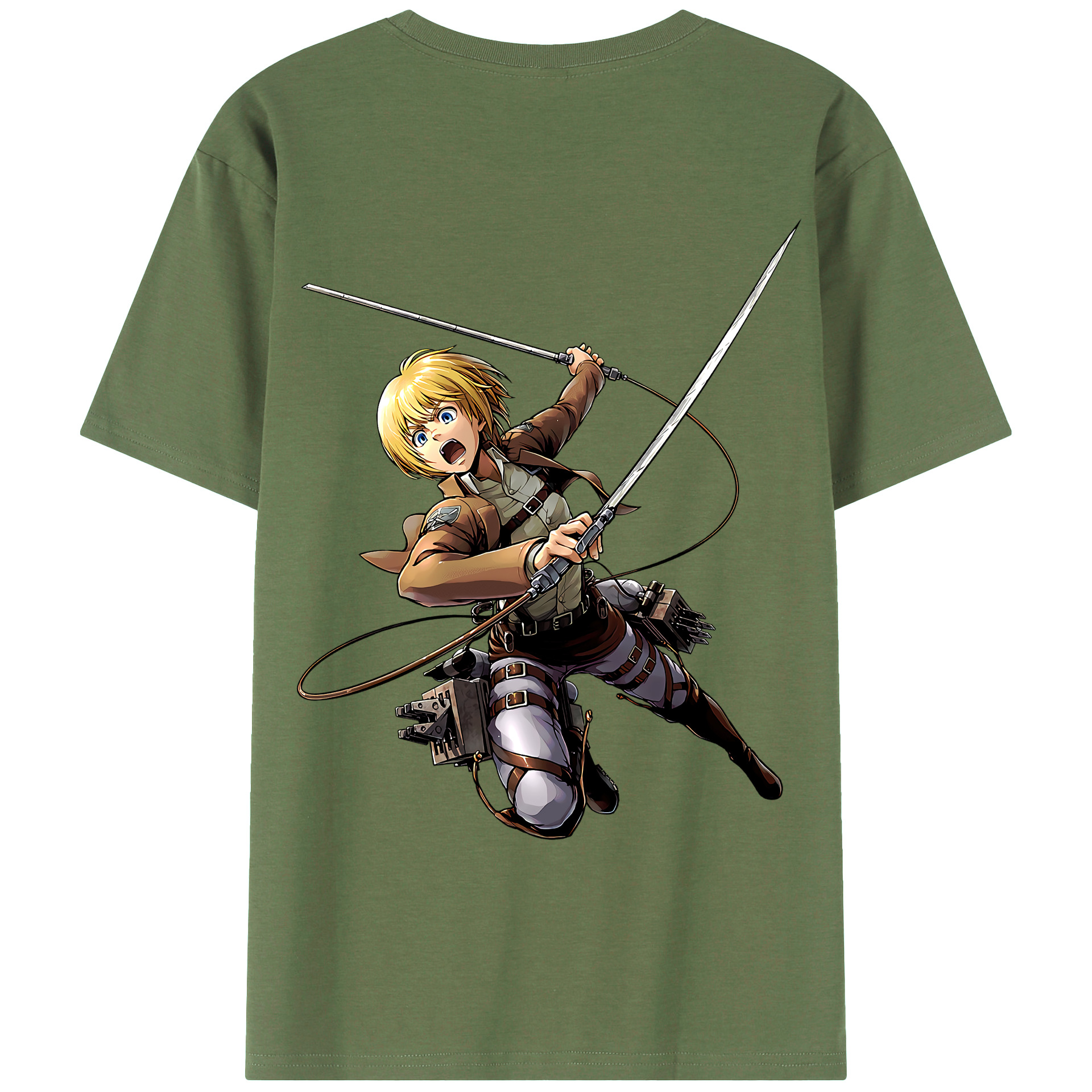 （画像用） 進撃の巨人 アルミン·アルレルト Attack on Titan Armin Arlert 綿100％ メンズ半袖Tシャツ（バックプリント） 通気性